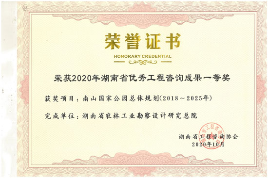 2020年湖南省優秀工程咨詢二等獎